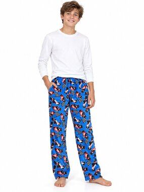 Boys Fleece Pajama Pants Size 14/16' Blue Race Cars Racing Cozy Plush Sleepwear